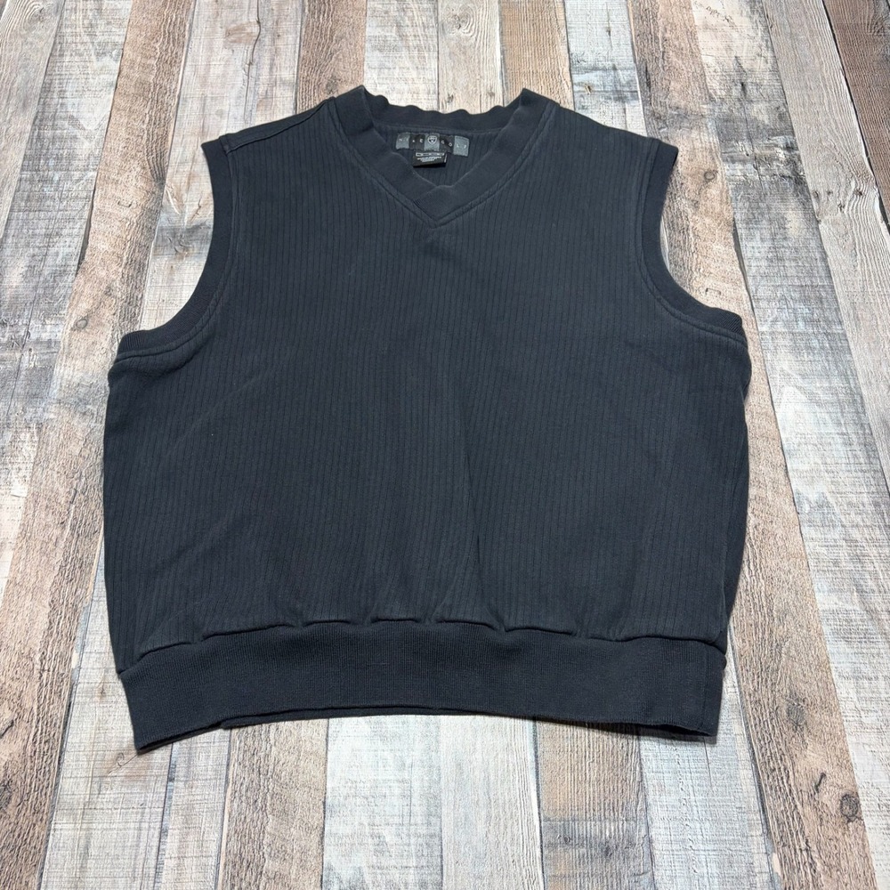 Nike Golf Sweater Vest Men Medium Black Ribbed V-Neck Vintage Y2K Tiger Woods
